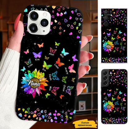Rainbow Sunflower Butterflies Grandma Personalized Phone Case - mockup 1 of 6