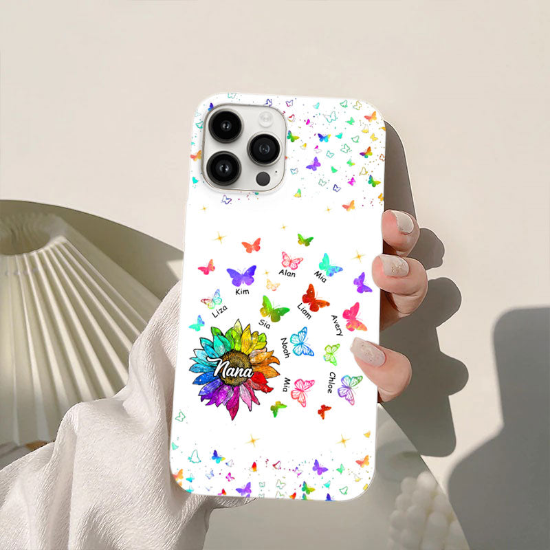 Rainbow Sunflower Butterflies Grandma Personalized Phone Case - mockup 6 of 6