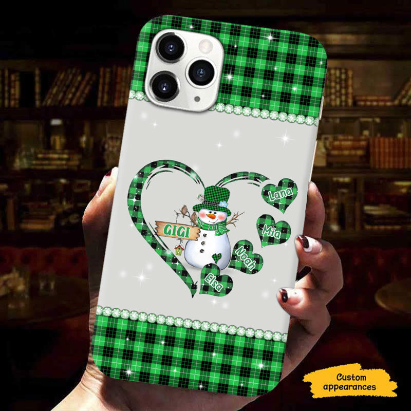 Red Plaid Snowman Heart Grandma Personalized Phone Case - mockup 5 of 6