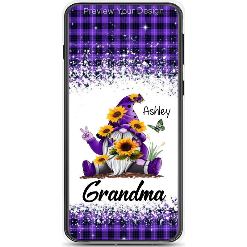 Sunflower Gnome Butterflies Grandma With Grankids Personalized Grandma Phone Case SC06050814