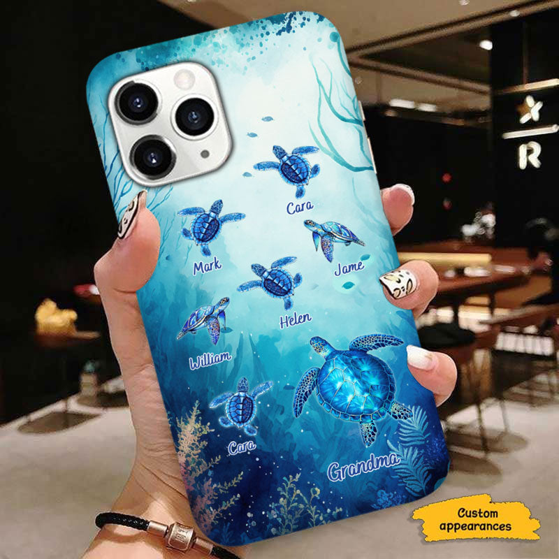 Sea Turtles Ocean Grandma Personalized Phone Case - mockup 3 of 6