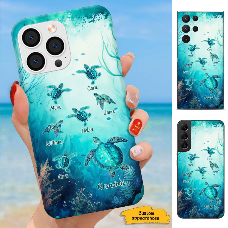 Sea Turtles Ocean Grandma Personalized Phone Case - mockup 5 of 6
