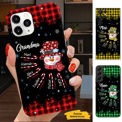 Snowman Candy Cane Plaid Grandma Personalized Phone Case - mockup 1 of 6