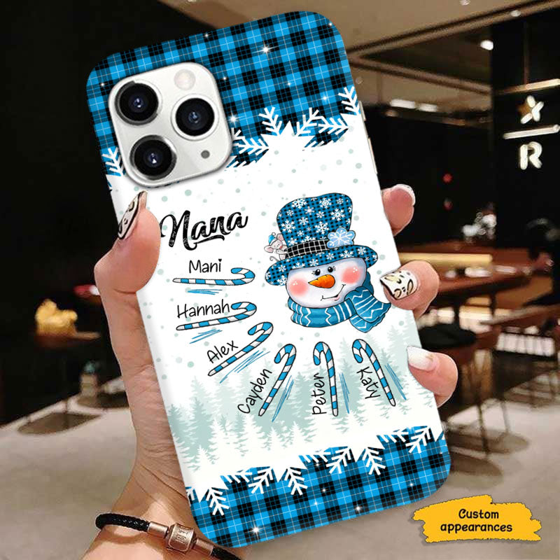 Snowman Candy Cane Plaid Grandma Personalized Phone Case - mockup 4 of 6