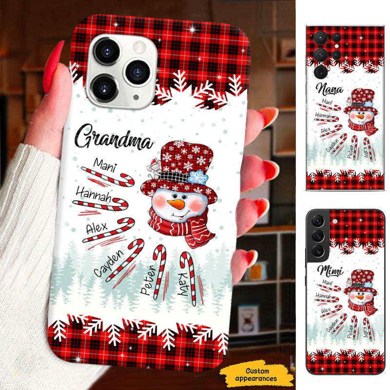 Snowman Candy Cane Plaid Grandma Personalized Phone Case - mockup 5 of 6
