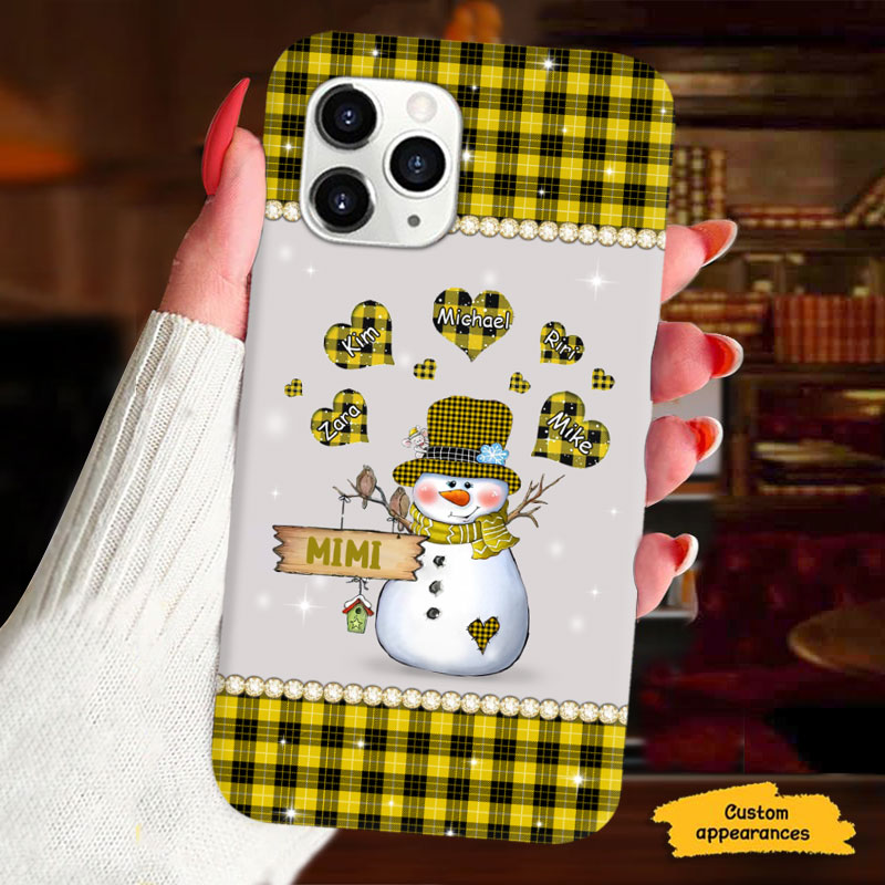 Snowman Plaid Hearts Colorful Grandma Personalized Phone Case - mockup 3 of 6