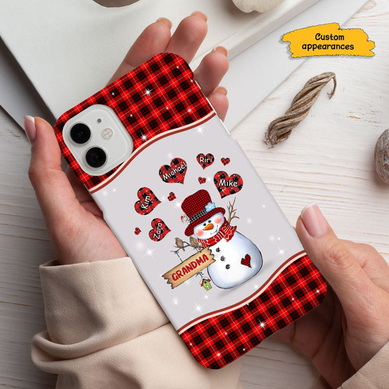 Snowman Plaid Hearts Colorful Grandma Personalized Phone Case - mockup 6 of 6