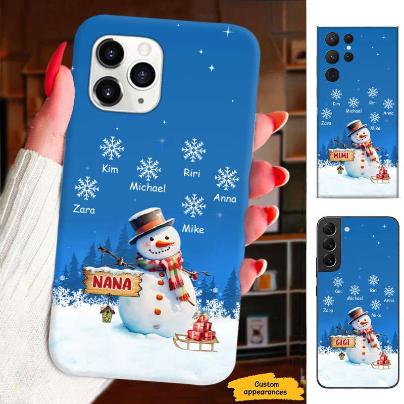 Snowman Snowflakes Winter Grandma Personalized Phone Case - mockup 2 of 6