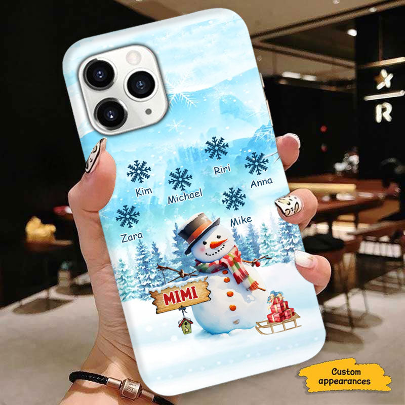 Snowman Snowflakes Winter Grandma Personalized Phone Case - mockup 3 of 6