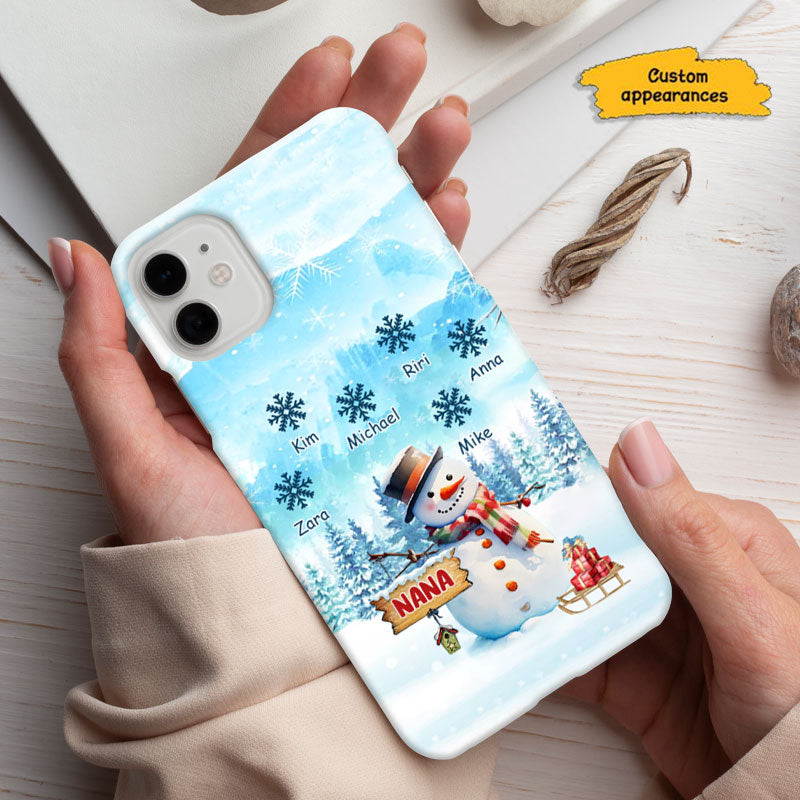 Snowman Snowflakes Winter Grandma Personalized Phone Case - mockup 4 of 6