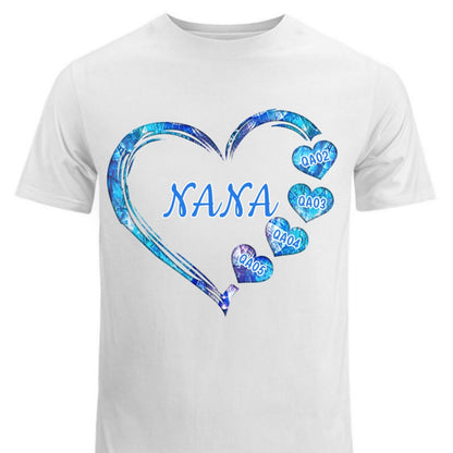 Hearts Grandma Nana Mimi Gigi Personalized Shirt