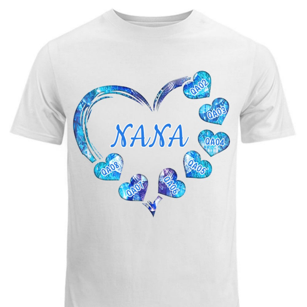 Hearts Grandma Nana Mimi Gigi Personalized Shirt