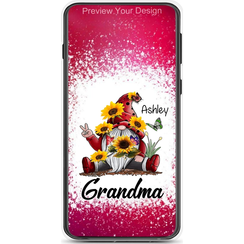 Sunflower Gnome Butterflies Grandma With Grankids Personalized Grandma Phone Case SC06050807