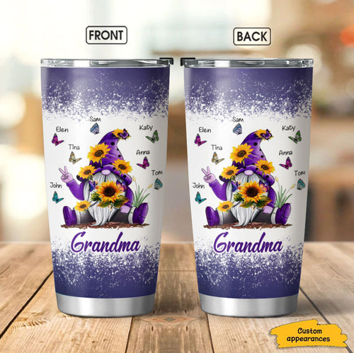 Sunflower Gnome Butterfly Grandma With Grankids Personalized Tumbler SC241112