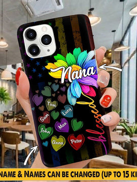 Nana, Grandma with grandkids Rainbow Flower Personalized Phone case TP