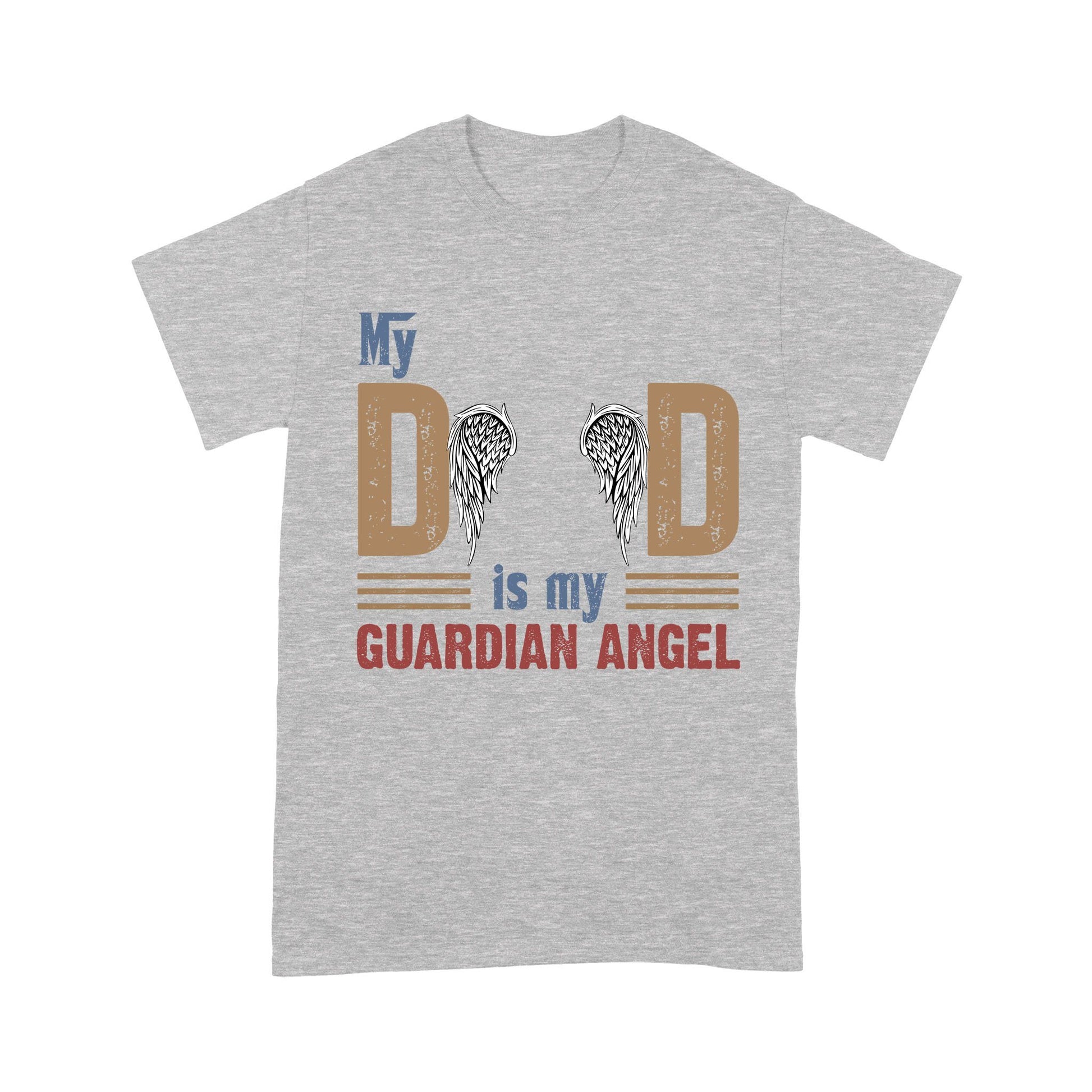 Customized My Dad Is My Guardian Angel T-Shirt PM05JUN21CT2 Dreamship S Heather Grey 