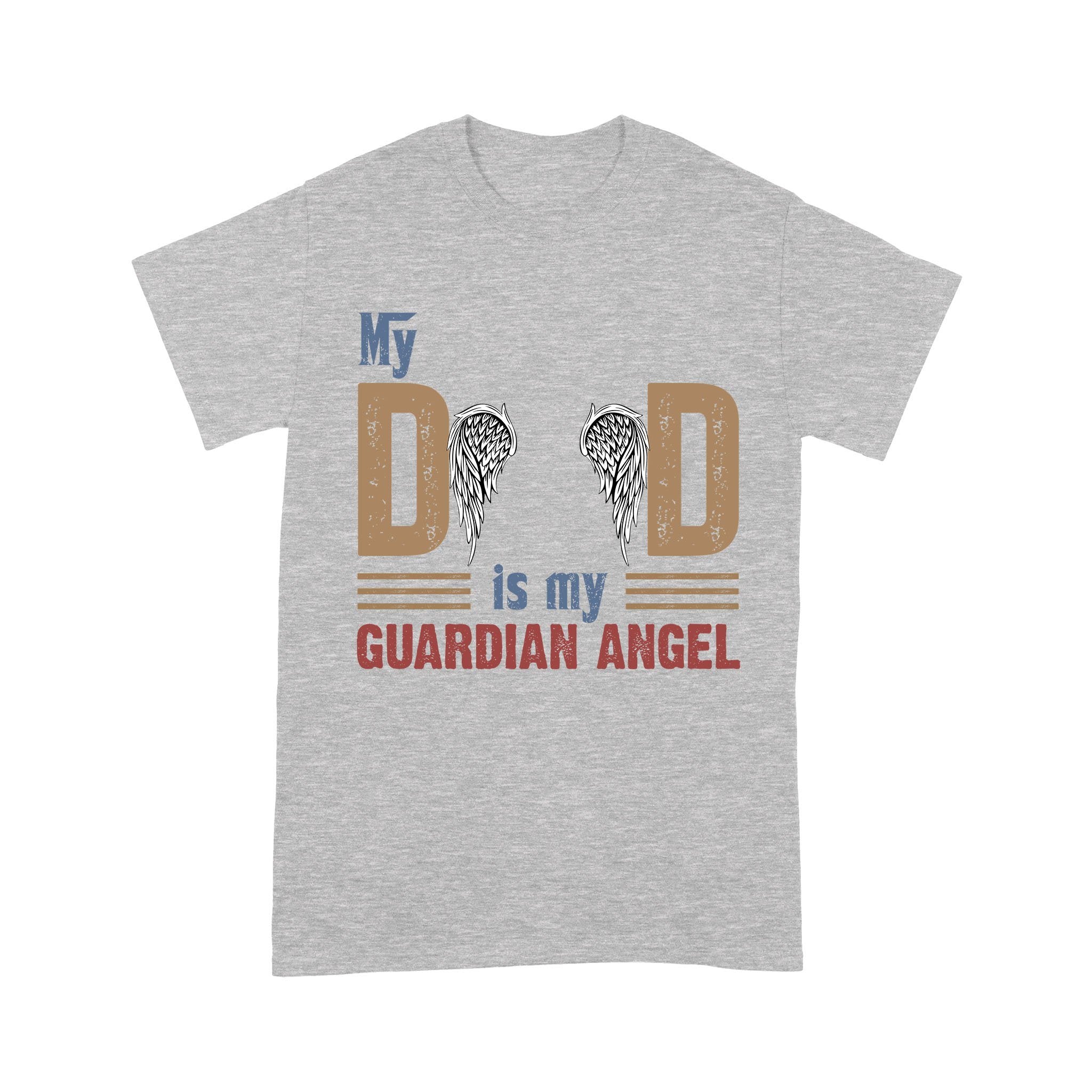 Customized My Dad Is My Guardian Angel T-Shirt PM05JUN21CT2 Dreamship S Heather Grey 