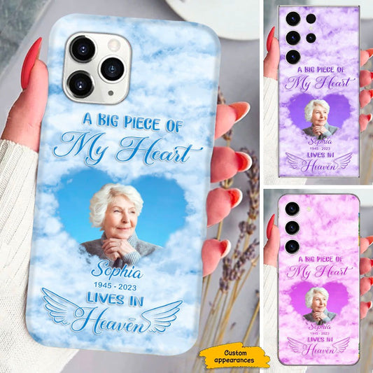 A Big Piece Of My Heart Lives In Heaven Memorial Photo Upload Personalized Phone Case SC283238