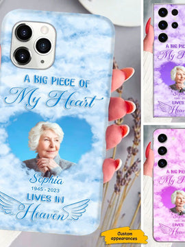 A Big Piece Of My Heart Lives In Heaven Memorial Photo Upload Personalized Phone Case SC283238