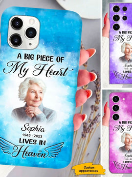 A Big Piece Of My Heart Lives In Heaven Memorial Photo Upload Personalized Phone Case SC293233