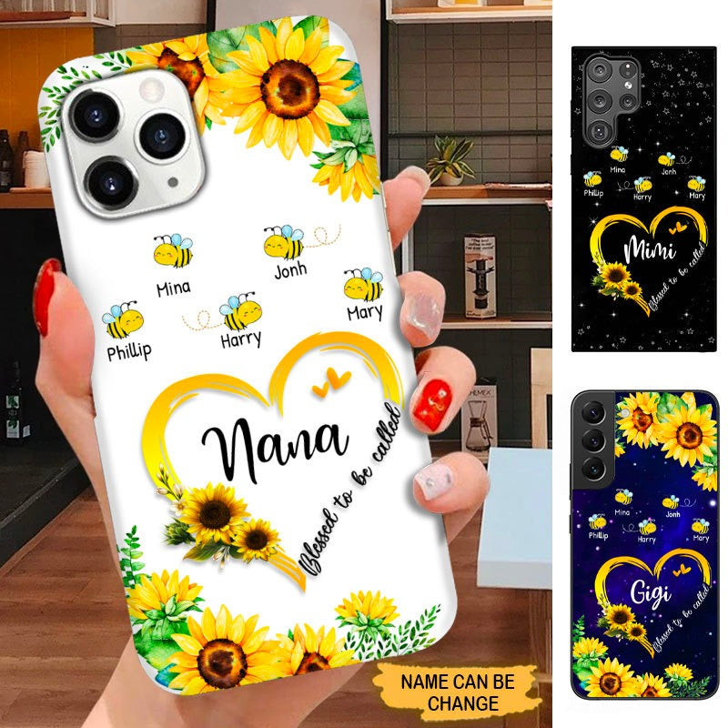 Bee Sunflower Blessed To Be Called Nana Mimi Gigi Grandma Personalized Phone case SC0191 Phone case ShinyCustom Phone Case 