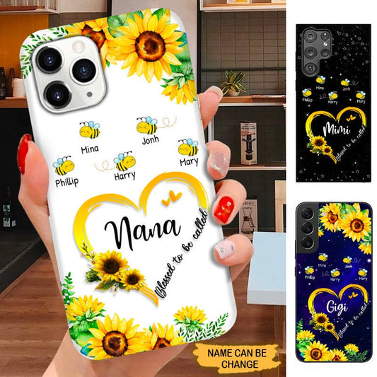 Bee Sunflower Blessed To Be Called Nana Mimi Gigi Grandma Personalized Phone case SC0191 Phone case ShinyCustom Phone Case 