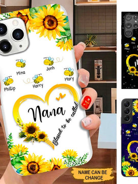 Bee Sunflower Blessed To Be Called Nana Mimi Gigi Grandma Personalized Phone case SC0191