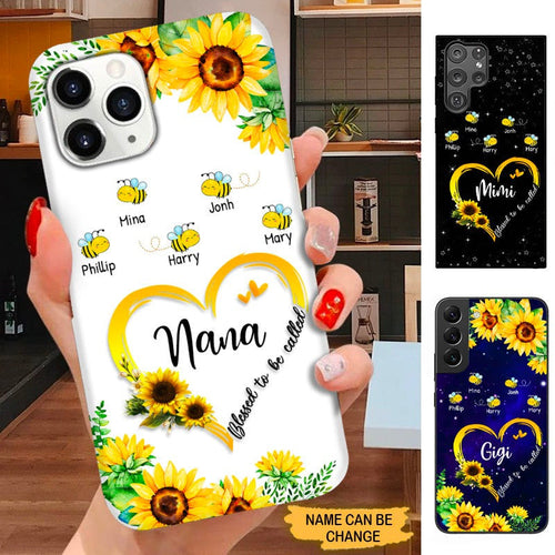 Bee Sunflower Blessed To Be Called Nana Mimi Gigi Grandma Personalized Phone case SC0191 Phone case ShinyCustom Phone Case 