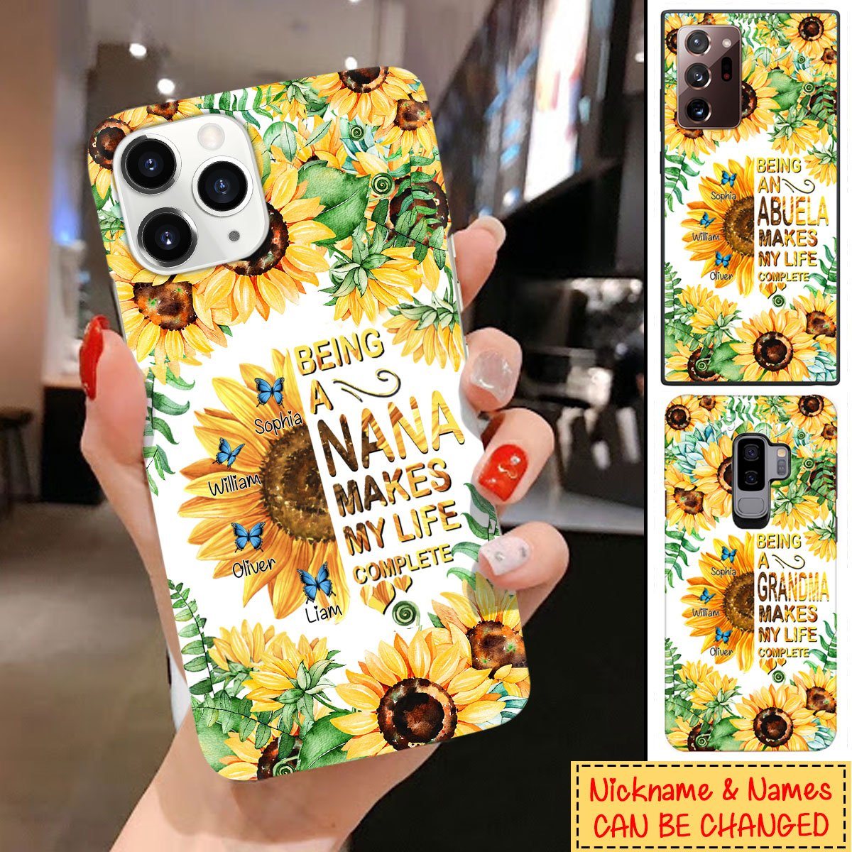 Being a Grandma Make My Life Complete Mommy, Auntie, Nana, Gigi Sunflower Phone Case Phone case FUEL 