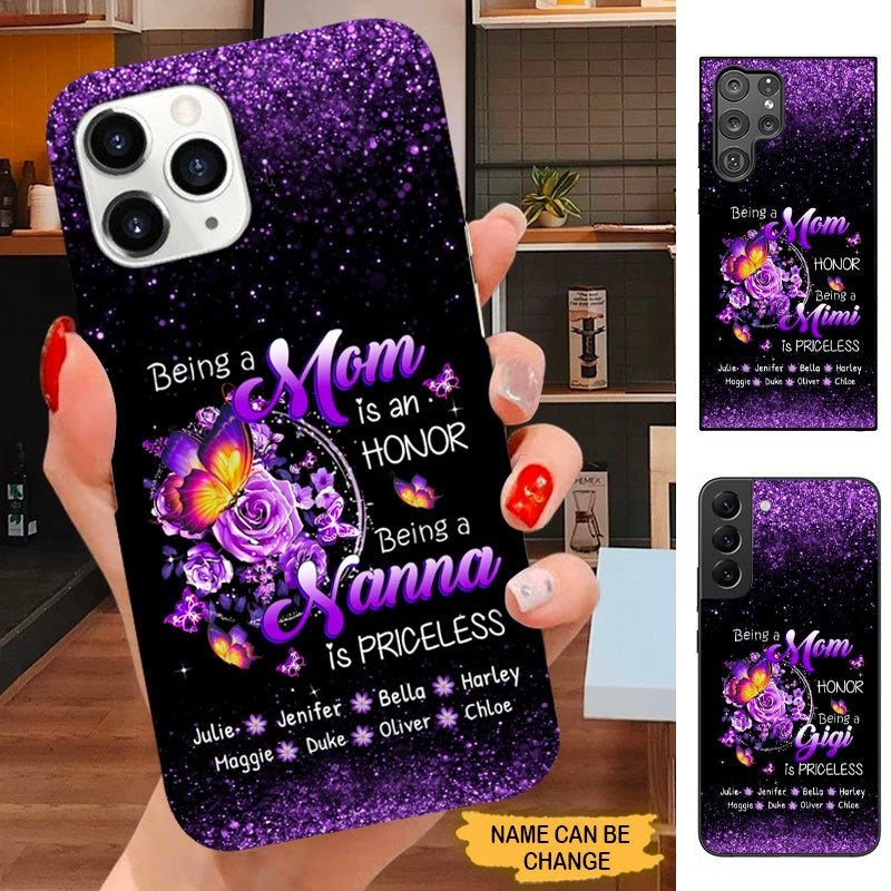 Being a MOM is an honor Being a Nana is Priceless Grandma Personalized Phone case Phone case ShinyCustom Phone Case 