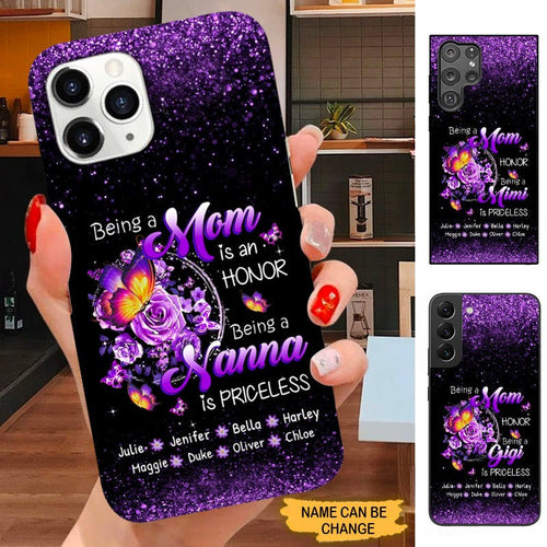 Being a MOM is an honor Being a Nana is Priceless Grandma Personalized Phone case Phone case ShinyCustom Phone Case 