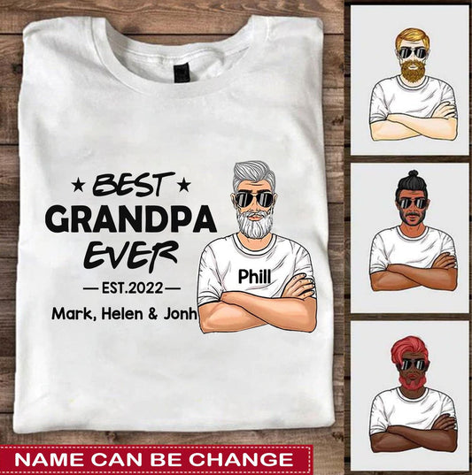 Best Grandpa Ever Papa Daddy Personalized Shirt Apparel Gearment 