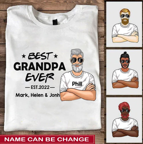 Best Grandpa Ever Papa Daddy Personalized Shirt Apparel Gearment 