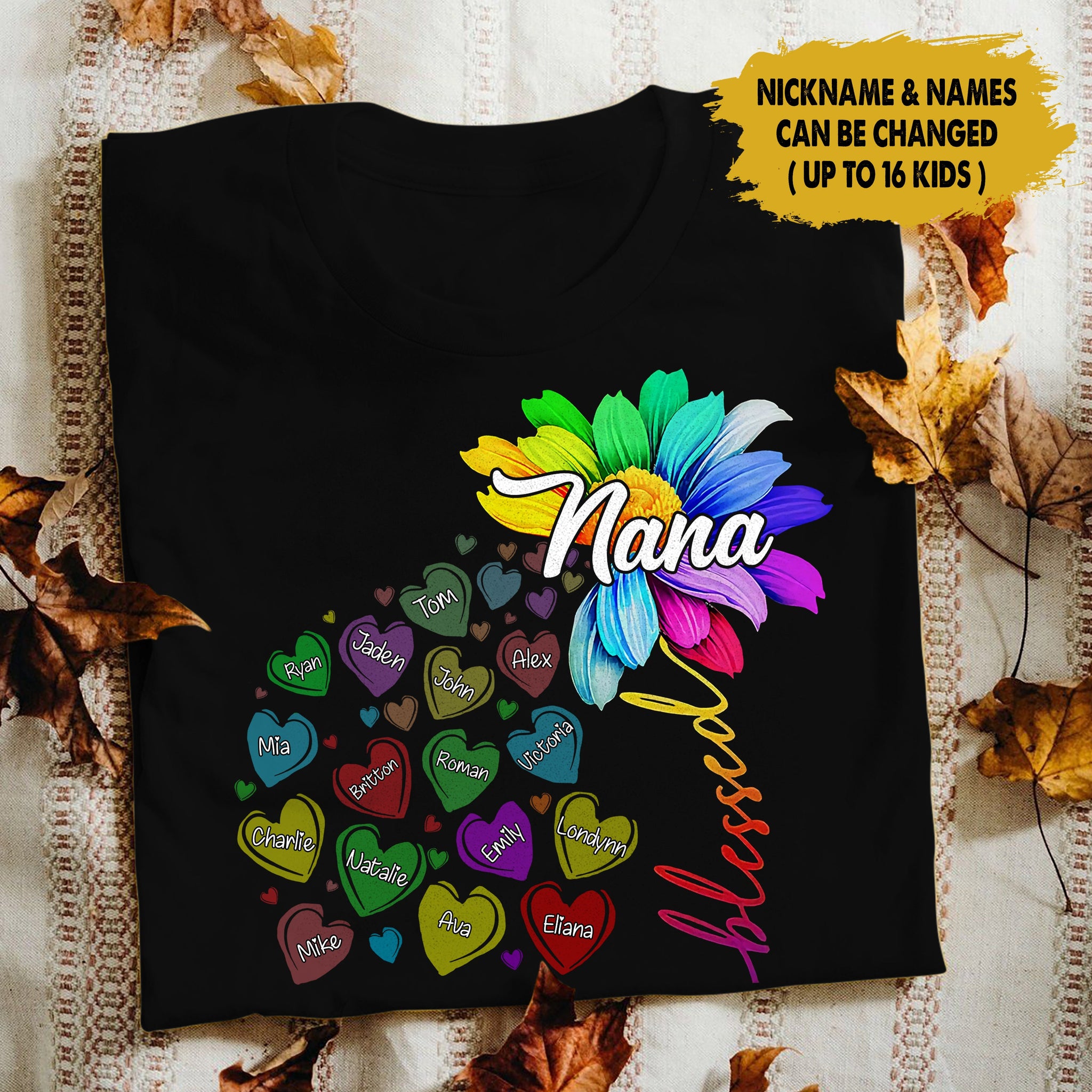 Blessed Nana Grandma Heart Color Personalized Shirt Personalized ShinyCustom - The Best Personalized Gift Store 