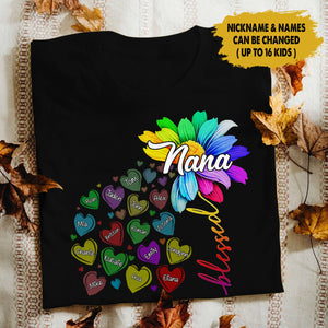 Blessed Nana Grandma Heart Color Personalized Shirt Personalized ShinyCustom - The Best Personalized Gift Store 