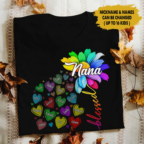Blessed Nana Grandma Heart Color Personalized Shirt Personalized ShinyCustom - The Best Personalized Gift Store 