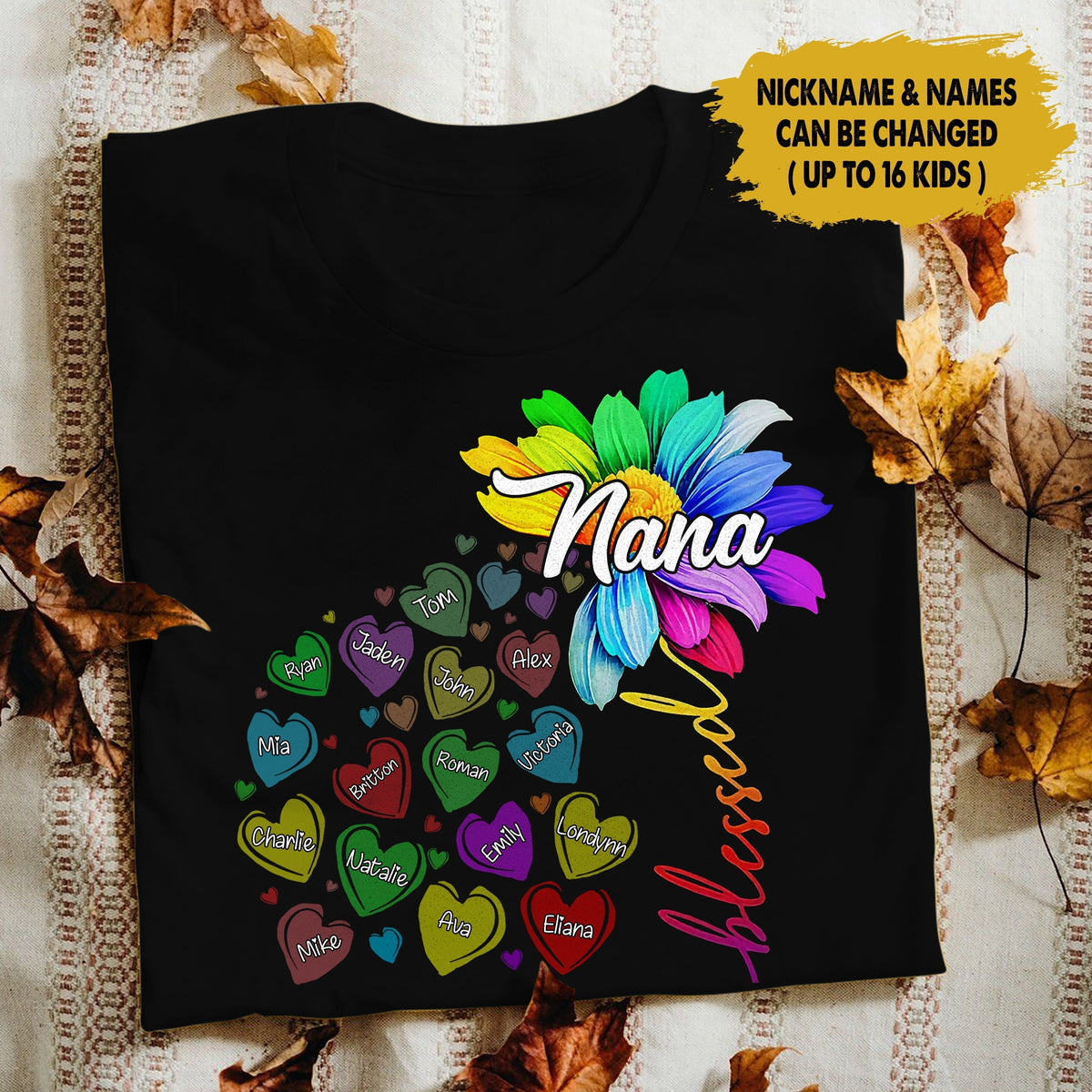 Blessed Nana Grandma Heart Color Personalized Shirt BSMK Apparel Gearment 