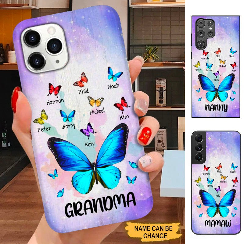 Blue Butterfly Grandma Nana Mimi MOM Personalized Phone case SC21104 Phone case ShinyCustom Phone Case 