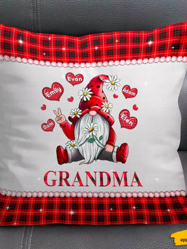 Buffalo Plaid Gnome Grandma Nana Mommy Personalized Pillow SC181103