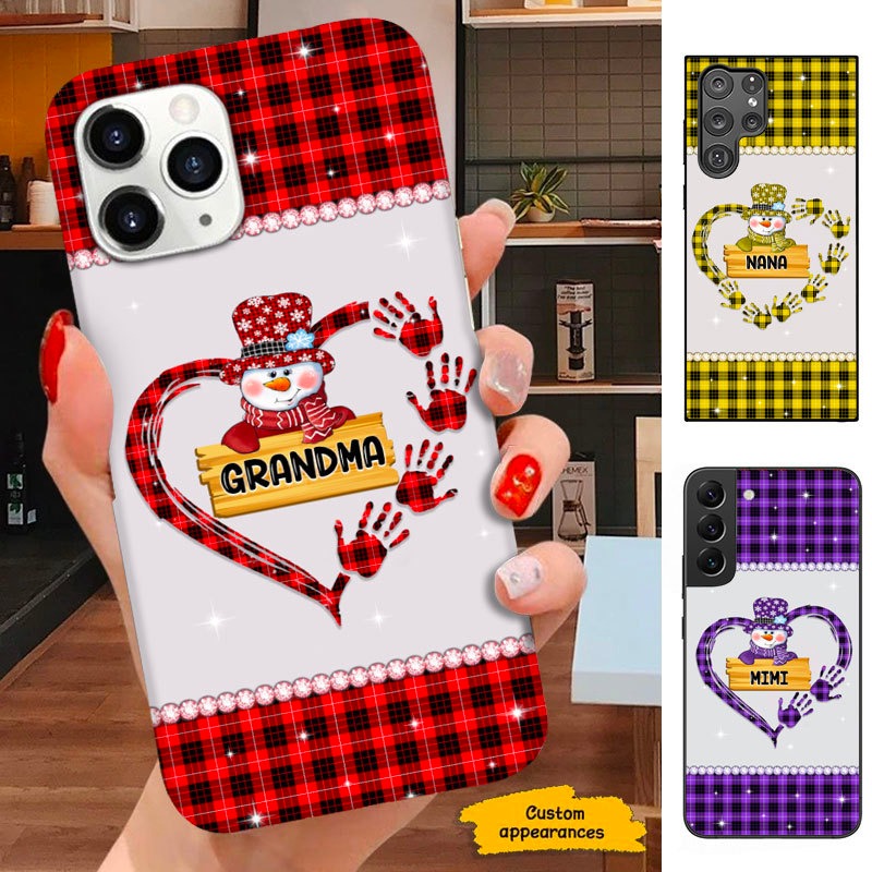 Buffalo Plaid Heart Handprint Snowman Grandma Nana Mommy Personalized Phone case SC151104