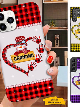 Buffalo Plaid Heart Handprint Snowman Grandma Nana Mommy Personalized Phone case SC151104