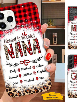 Buffalo Plaid Leopard Blessed to be called Nana Mommy Mimi Grandma Personalized Phone Case SC241105