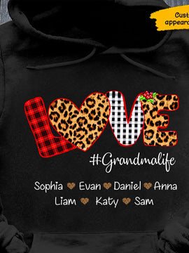 Buffalo Plaid Leopard LOVE Grandma Life Nana Mommy Personalized Hoodie Shirt SC26121