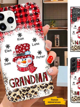 Buffalo Plaid Snowman Grandma Nana Mommy Personalized Phone Case SC181102