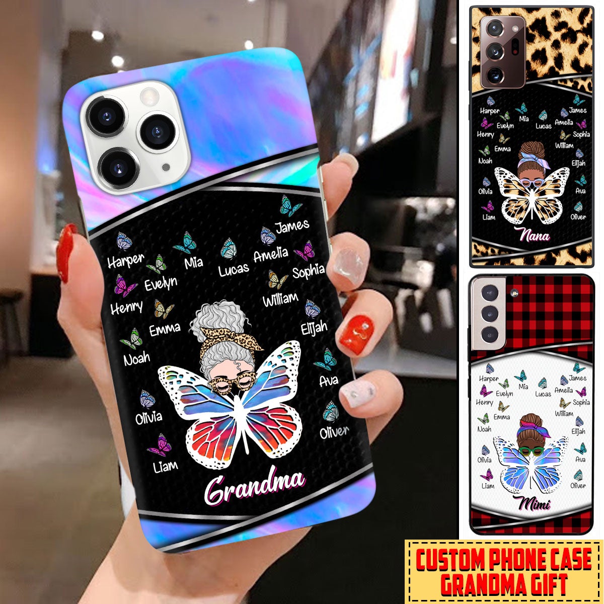 Butterflies Grandma With Grankids Personalized Custom Phone Case 24ndh11jan2202 Phone case FUEL 