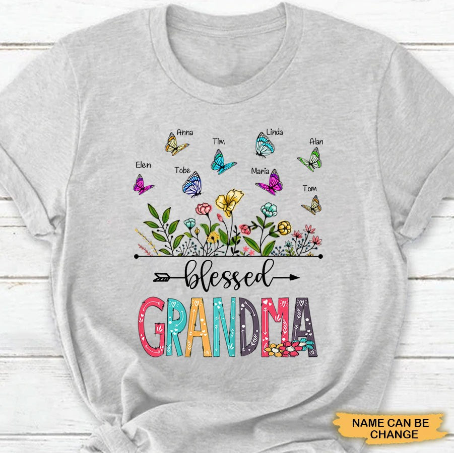Butterflies Blessed Grandma Personalized Shirt Apparel Gearment 