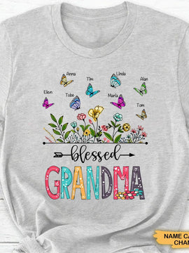 Butterflies Blessed Grandma Personalized Shirt