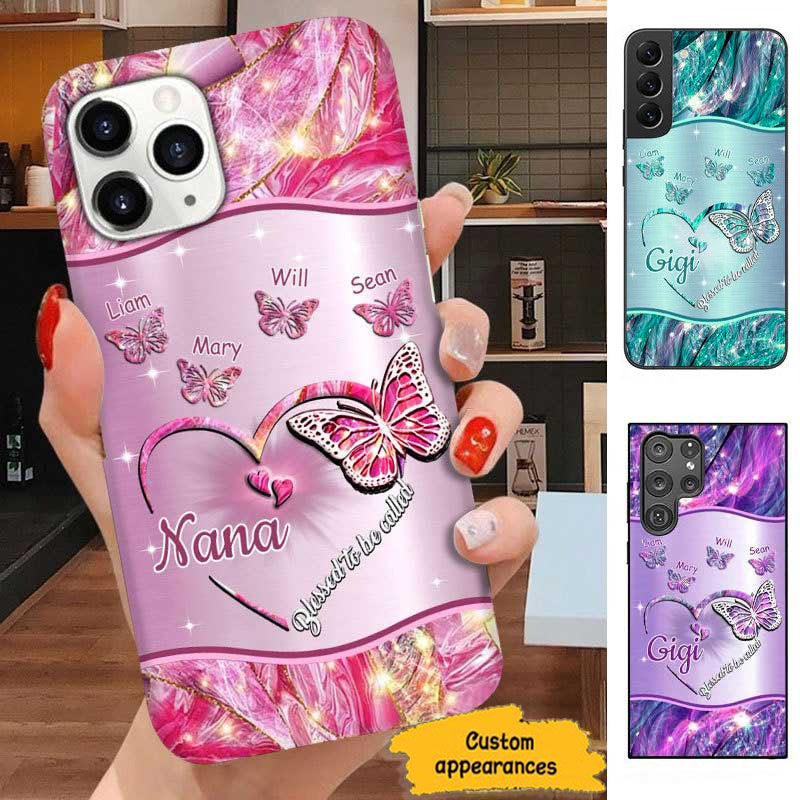 Butterflies Blessed to be called Nana Mimi Gigi Grandma Personalized Phone case SC17612 Phone case ShinyCustom Phone Case 