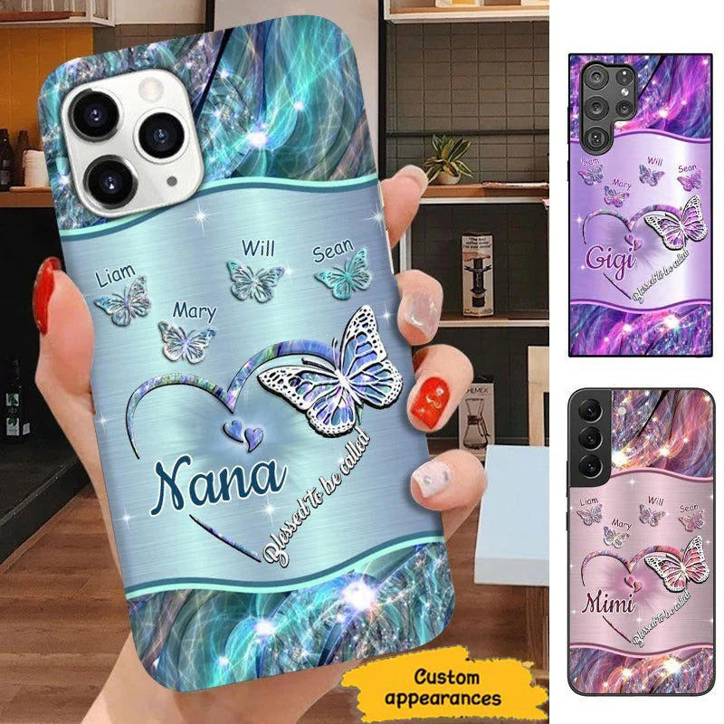 Butterflies Blessed to be called Nana Mimi Gigi Grandma Personalized Phone case SC1762 Phone case ShinyCustom Phone Case 