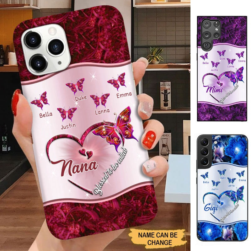 Butterflies Blessed to be called Nana Mimi Gigi Grandma Personalized Phone case SC7192 Phone case FUEL 
